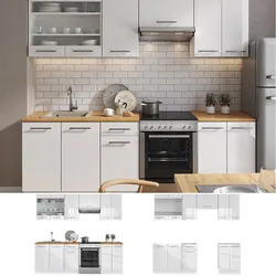 Vicco Küche FAME-LINE Küchenzeile Einbauküche 240cm Weiß  Hochglanz