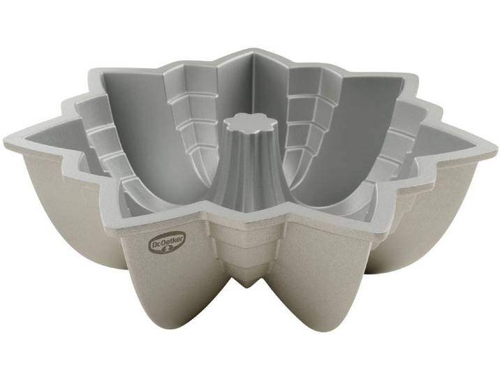 Gugelhupfform Stern , beige (cremefarben, metallic), B:24cm L:24cm T:8,5cm Ø:23cm, Aluminium, DR. OETKER KÜCHENHELFER, Küchenformen, Gugelhupfform, Gugelhupfform, Backform Stern, +230, Antihaftbeschichtung