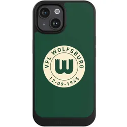 Nivocase Hülle für Apple iPhone 15 Handyhülle NIVOcore Case Schwarz Offizielles Lizenzprodukt VfL Wolfsburg (Apple iPhone 15), Smartphone Hülle, Schwarz