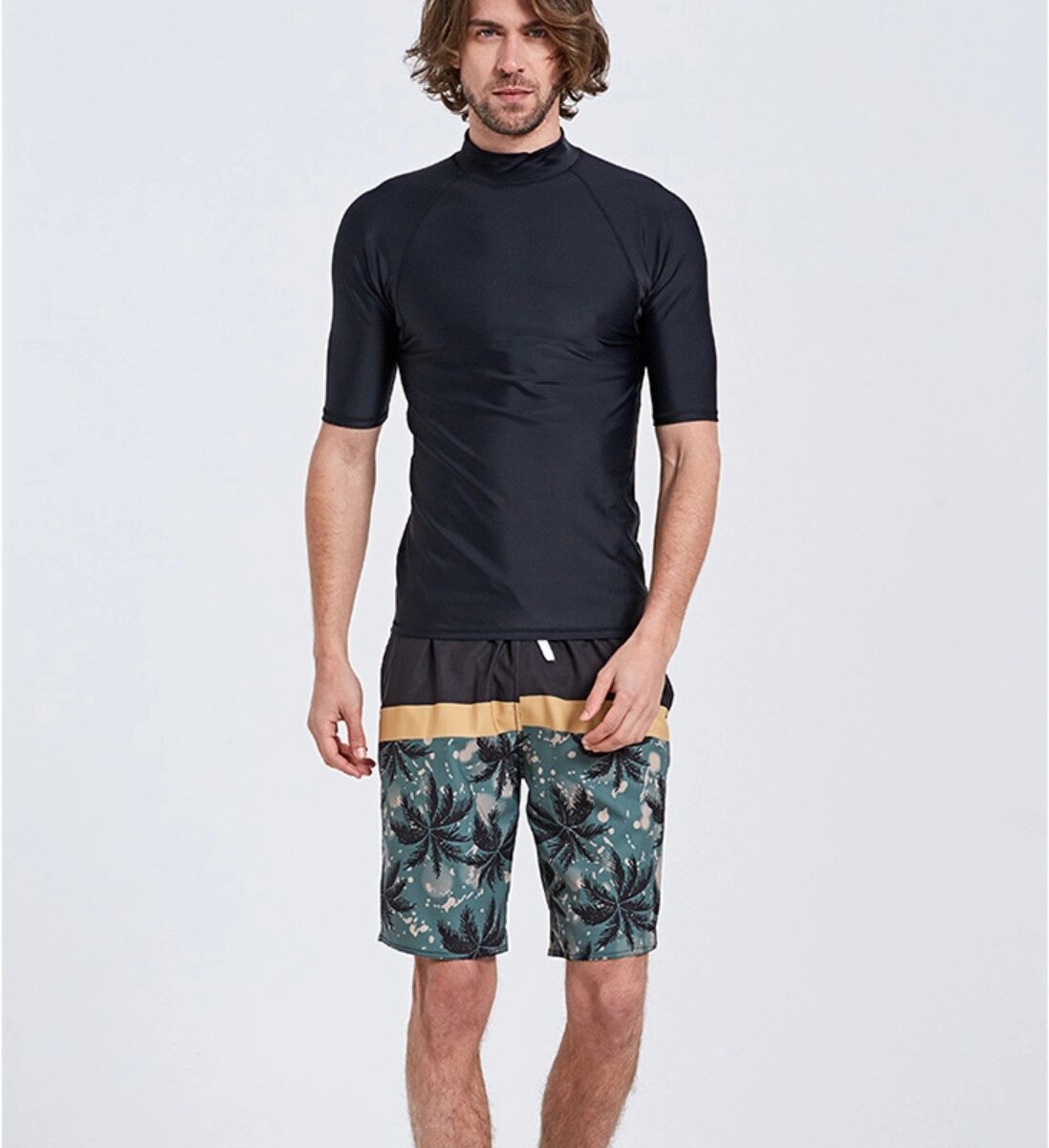 INF Kurzarm Quick-Dry Rash-Guard Top – UV-Schutz, Nylon-Spandex, leichtes Wetsuit-Shirt für Schwimmen und Wassersport Schwarz 3XL