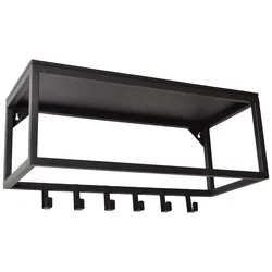 LOFT42 Blacky Garderobe mit 6 Haken, Stange und Hutablage - Metall - Mattschwarz - 25x70x30