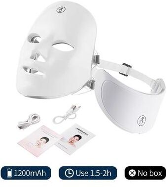 Inspired Finds 7 Color LED Face & Neck Light Therapy Mask For Skin Rejuvenation & Beauty Care 1200mah Nobox