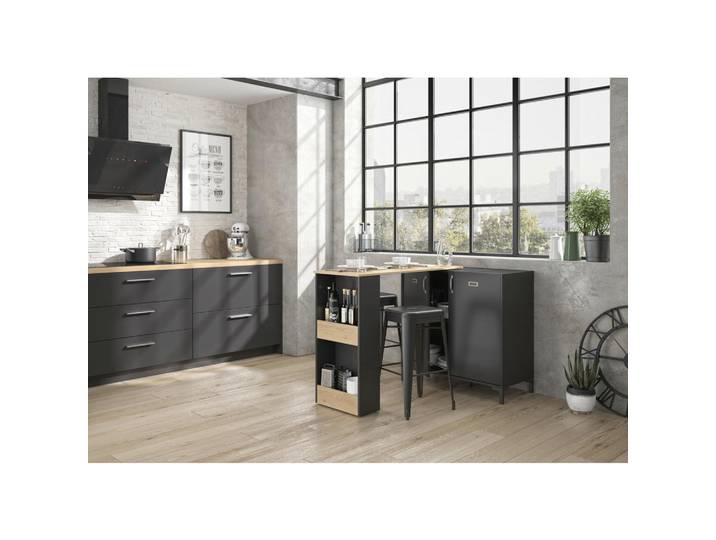 Mid.you Bartisch, Schwarz, Holzoptik, rechteckig, 115x93x45 cm, klappbar, Esszimmer, Tische, Stehtische