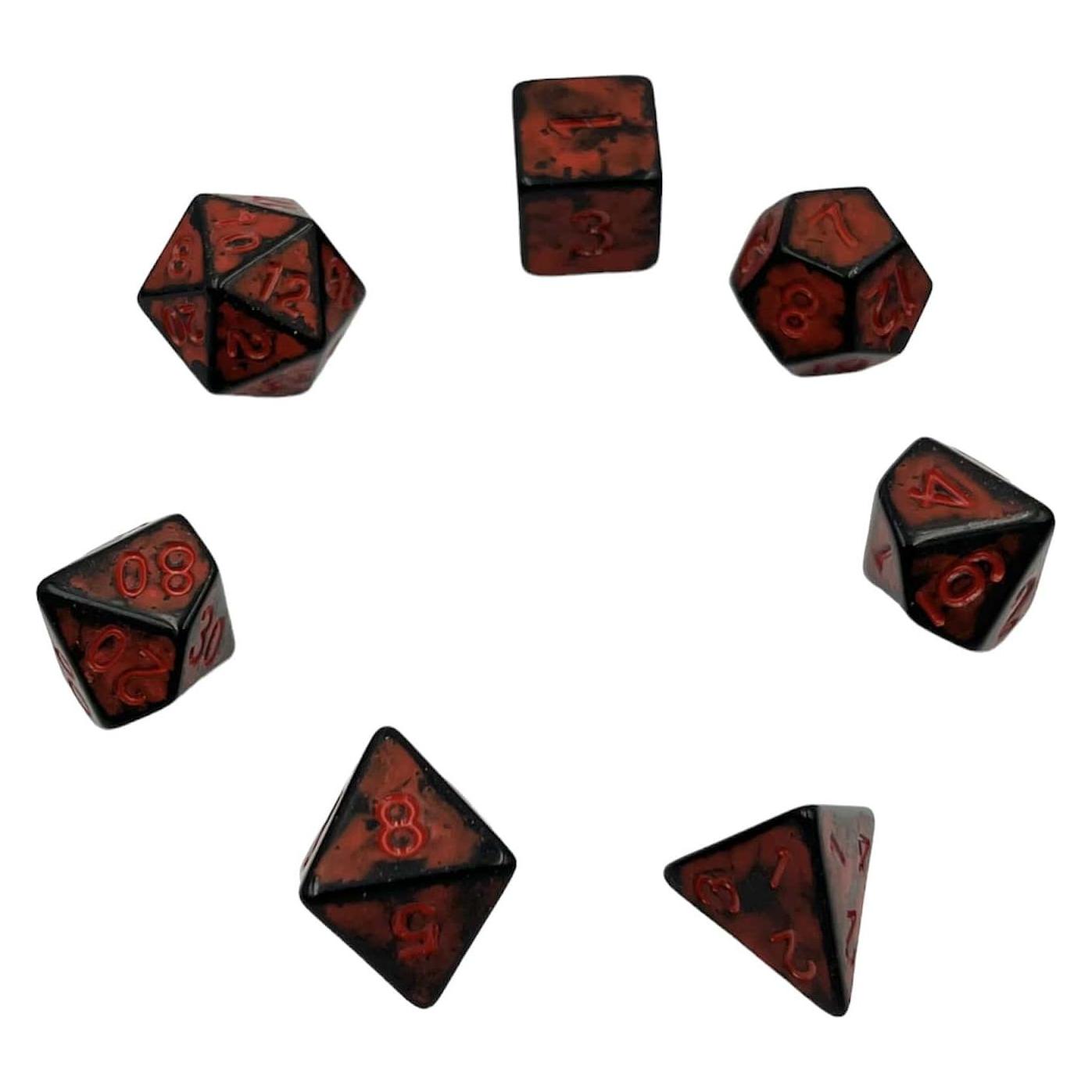 Dice4friends Würfelset Antik Dark Knight: Red (7) (DIC37394)