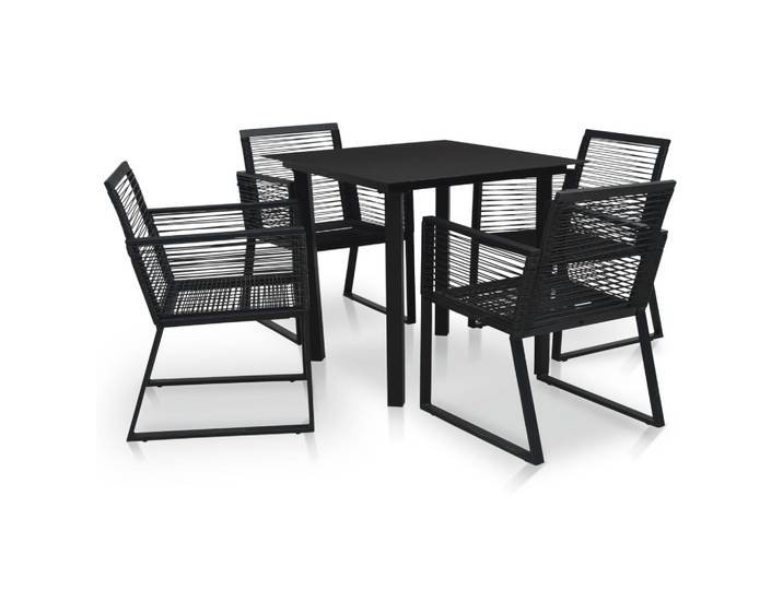 vidaXL 5-tlg. Garten-Essgruppe PVC Rattan Schwarz