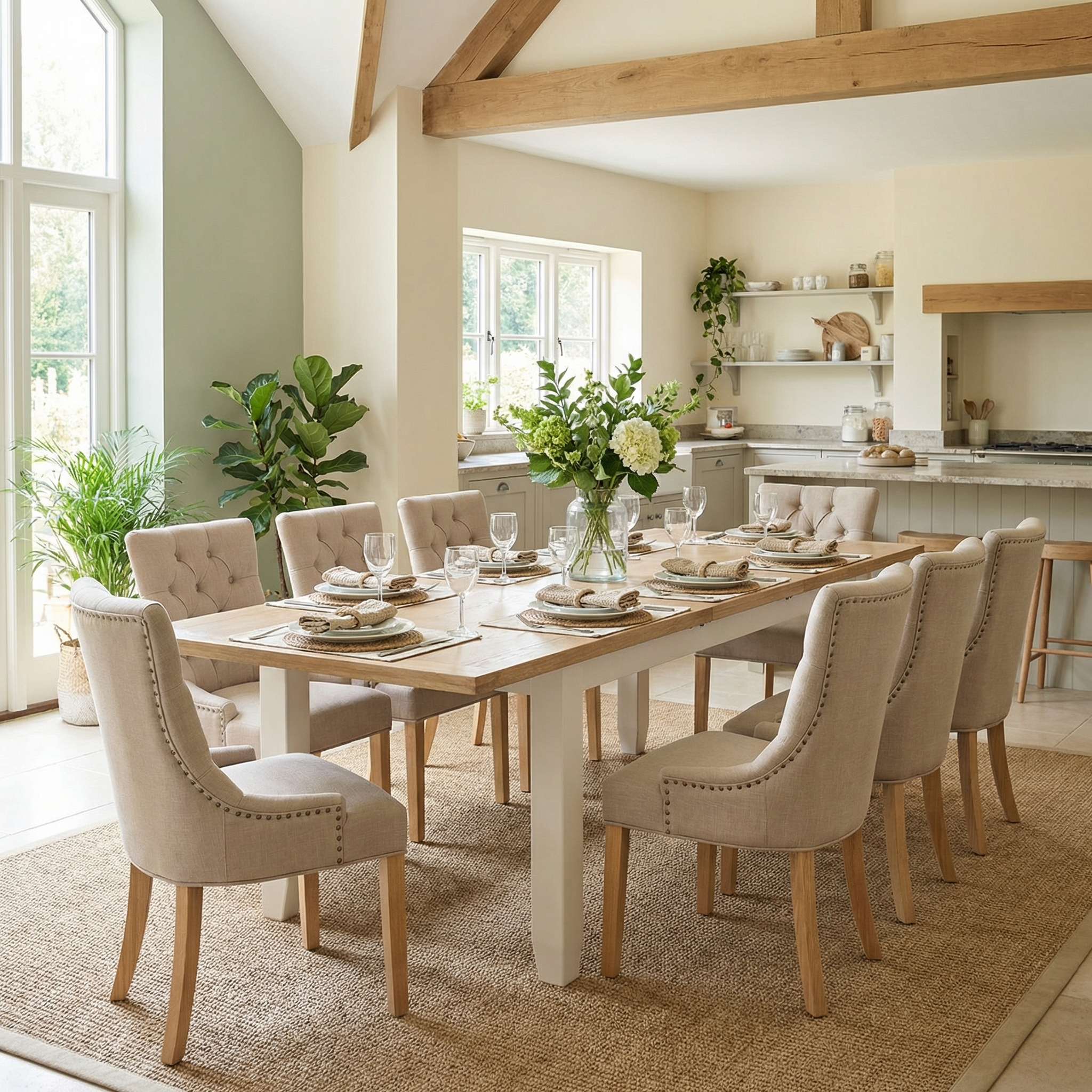 Burford 6-10 Seater Extending Dining Table in Warm White