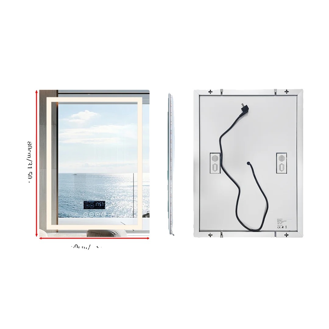 Badezimmerspiegel, Bluetooth-Lautsprecher, verstellbare Beleuchtung, 60x80cm (24x32 inch)
