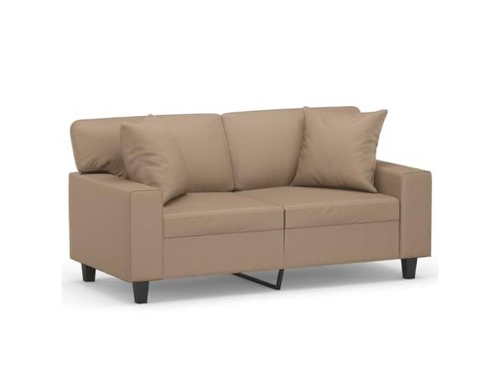 GHVBNMF 2-Sitzer Sofa Kunstleder Polstersofa mit Kissen Cappuccino-Braun Modernes Zweisitzer-Sofa aus pflegeleichtem Kunstleder mit robustem Metallgestell für Wohnzimmer, Büro und Schlafzimmer.