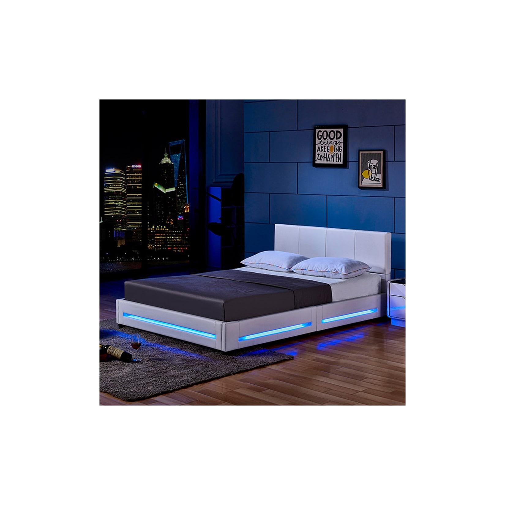 HOME DELUXE LED Bett ASTEROID - 180 x 200 cm Weiß