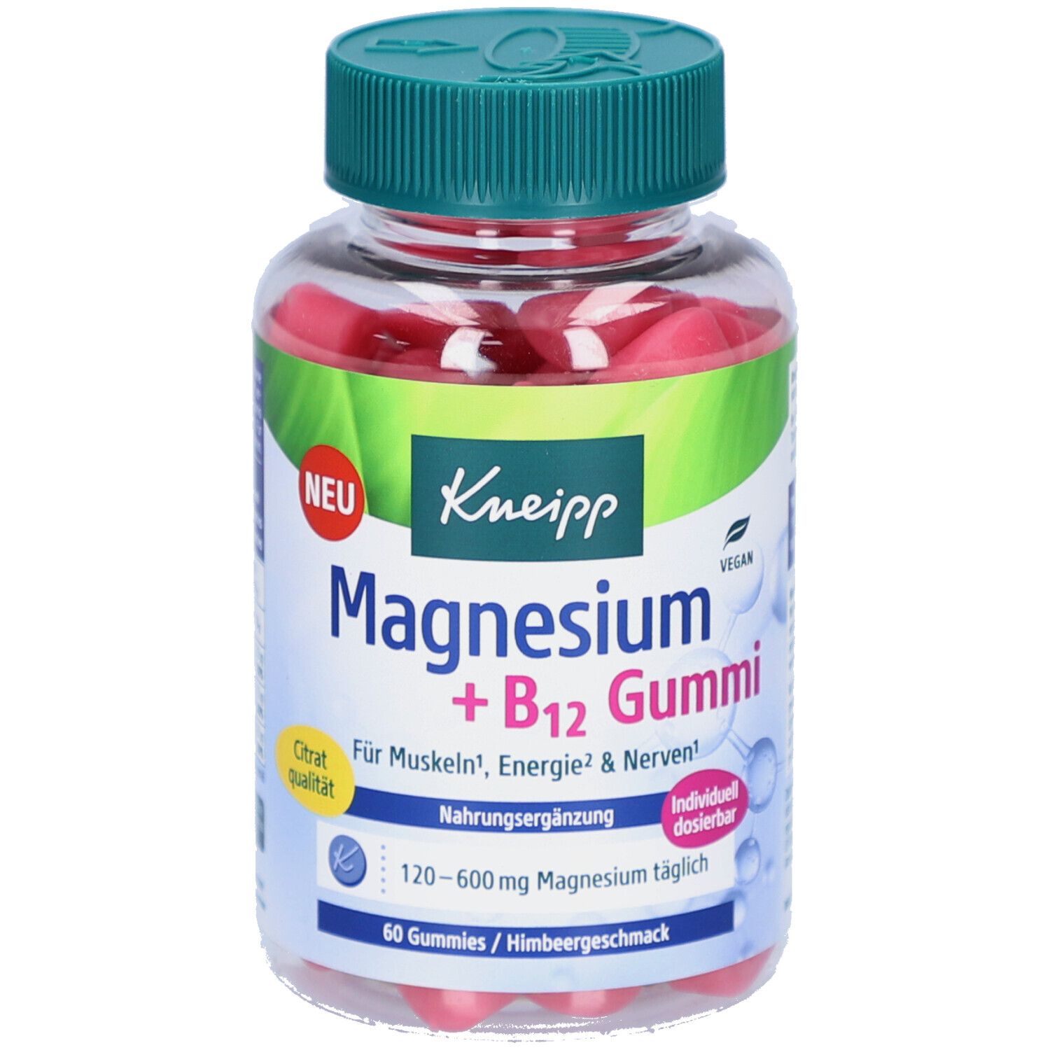 Kneipp Magnesium+B12 Gummi Himbeer 60 St Gummibärchen