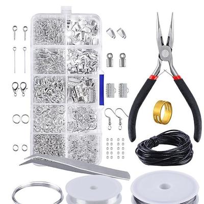 10 Fächer Schmuck Zubehör Kombinationsset Offene Schlaufe Geschlossene Schlaufe Hummerverschluss Ring Handwerkzeuge Zangen Valentinstag Geschenk