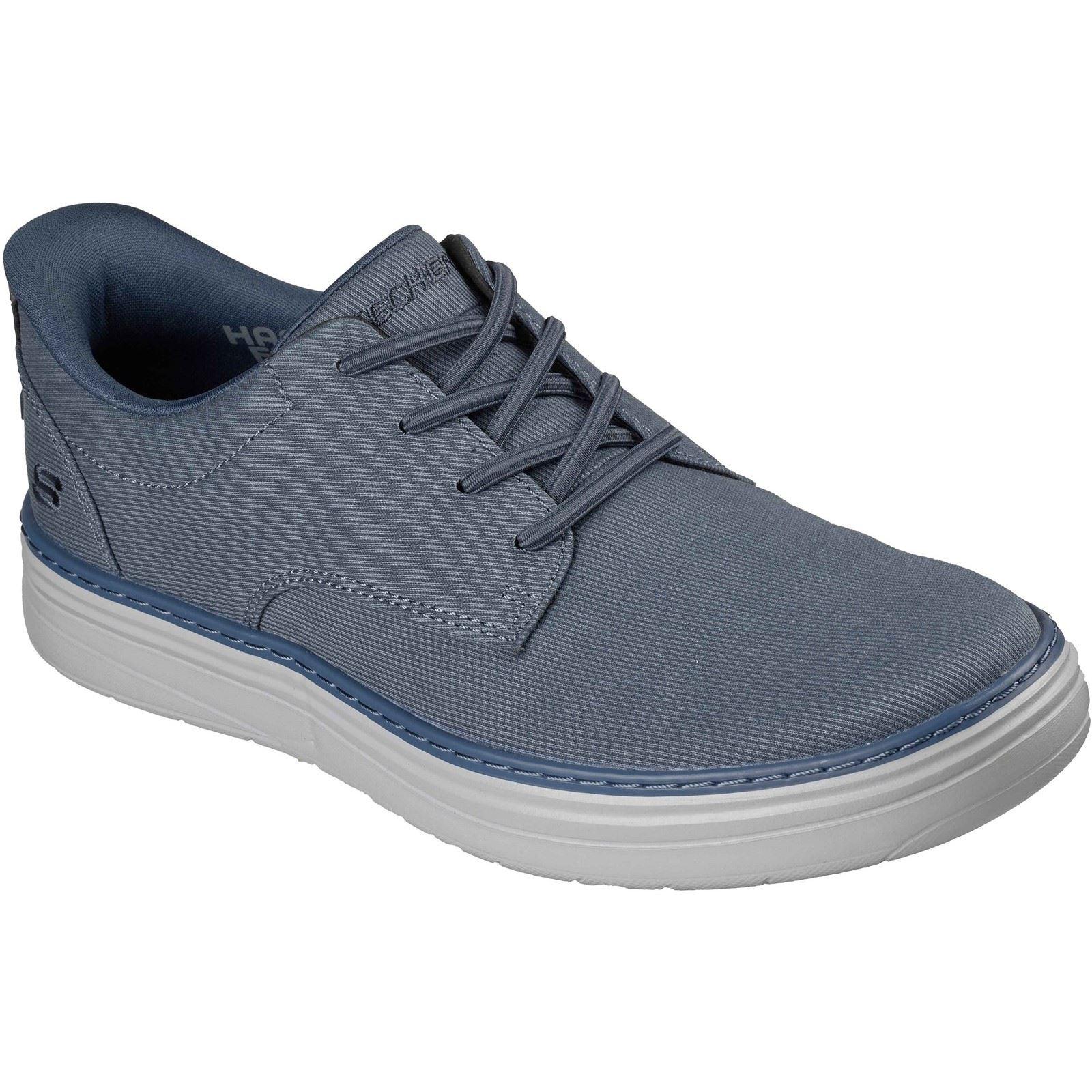 Skechers Hyland Justino Textiel Heren Marineblauwe Veterschoenen