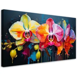 LEINWANDBILD Bunte Orchideen Blumen 120x60cm