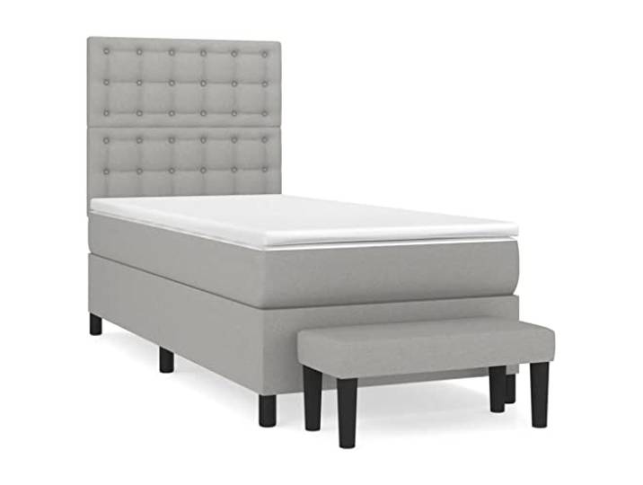 PUGYNBK Boxspringbett, 90 x 190 cm, mit verstellbarem Kopfteil Taschenfederkernmatratze, mittlere Festigkeit, atmungsaktiver Stoff, multifunktionaler Sitz