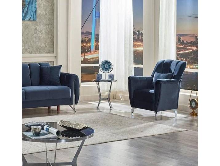 Xlmoebel Sessel Moderner Polstersessel in blauem Textil für stilvolles Wohnen (Sessel), Hergestellt in Europa