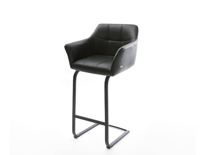 Chaise de bar Yulo Flex cuir véritable noir chaise cantilever métal plat