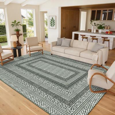 Garvee Modern Geometric Bordered Non-Slip Area Rugs for Living Room