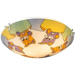 Kinder Zimmer Decken Beleuchtung Glas Lampenschirm Katzen Motive  im Set inklusive LED Leuchtmittel