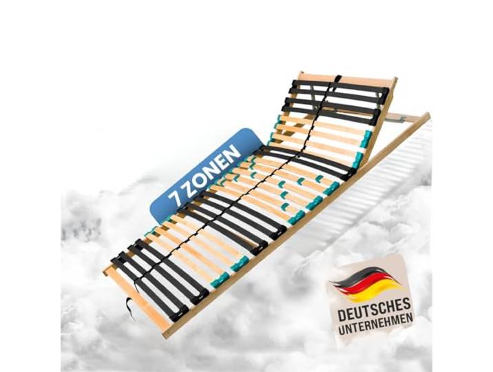 Coemo Lattenrost DRÖMSON, 120x200 cm, Kopfteilverstellung, 28 Leisten 7-Zonen, Mittelgurt, 5-fach Härteregulierung, preisgünstiger Bausatz zur Selbstmontage, für alle Matratzenarten
