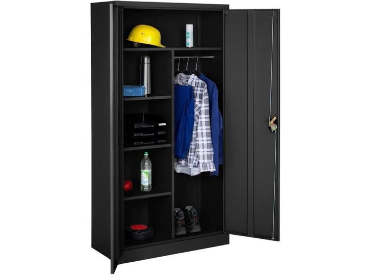 Rangement de bureau - TECTAKE - Armoire métallique de classement avec 6 compartiments 90 x 40 x 180 cm - Noir