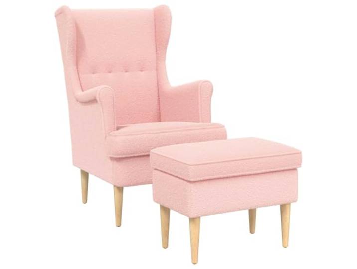 Makastle Sessel mit Fußhocker Bouclé Rosa 65x79x100 cm