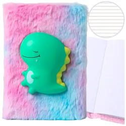 Plüsch-Notizbuch mit grünem Dinosaurier 3D bunt gefüttert