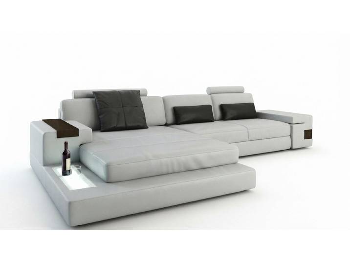 JVmoebel Ecksofa Graues Polstersofa mit USB-Anschluss und Lederoptik, Made in Europa