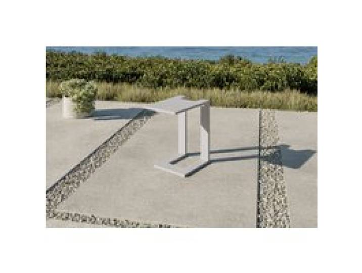 B-Ware: OUTFLEXX Beistelltisch U-Förmig, weiß, Aluminium, 50 x 30 cm, belastbar, korrosionsbeständig