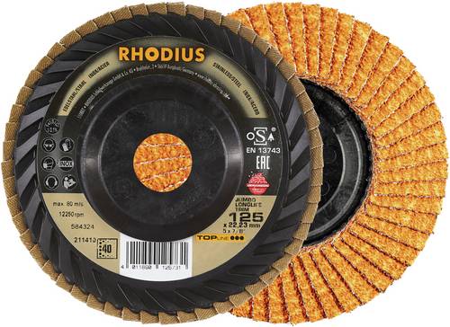 Rhodius 211410 JUMBO LONGLIFE TRIM Fächerschleifscheibe Körnung (num) 40 Edelstahl, Stahl 10St.