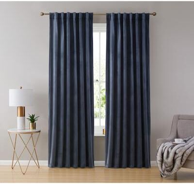 HLC.me Lopez Velvet Back Tab Rod Pocket Window Treatment Curtain Panels Bedroom & Living Room - Set of 2