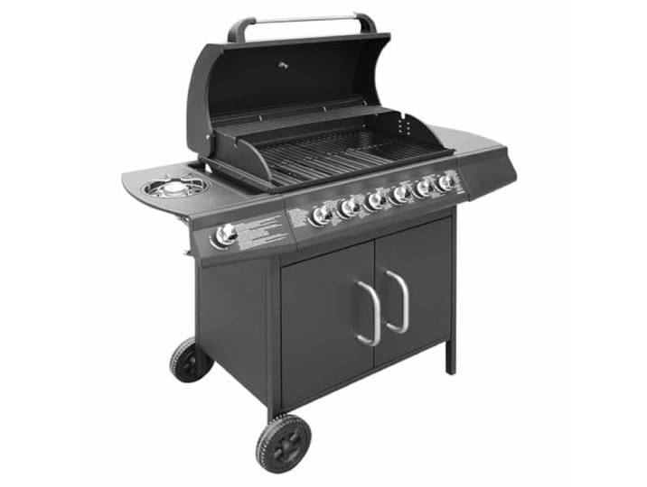 vidaXL Gasbarbecue 6+1 kookzone zwart