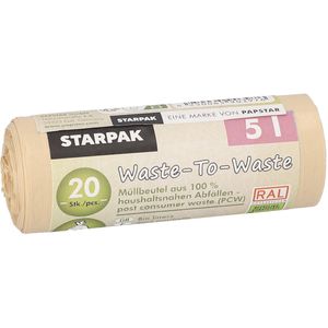 Papstar Müllbeutel Waste-To-Waste, 5 Liter, braun, 20 Stück