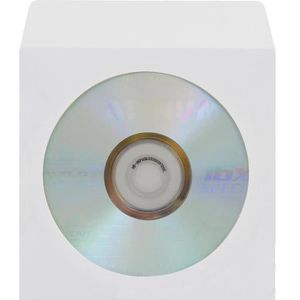 MediaRange CD-Hüllen BOX66, 124 x 124 mm, Papierhülle, transparent-weiß, für je 1 Disc, 100 Stück