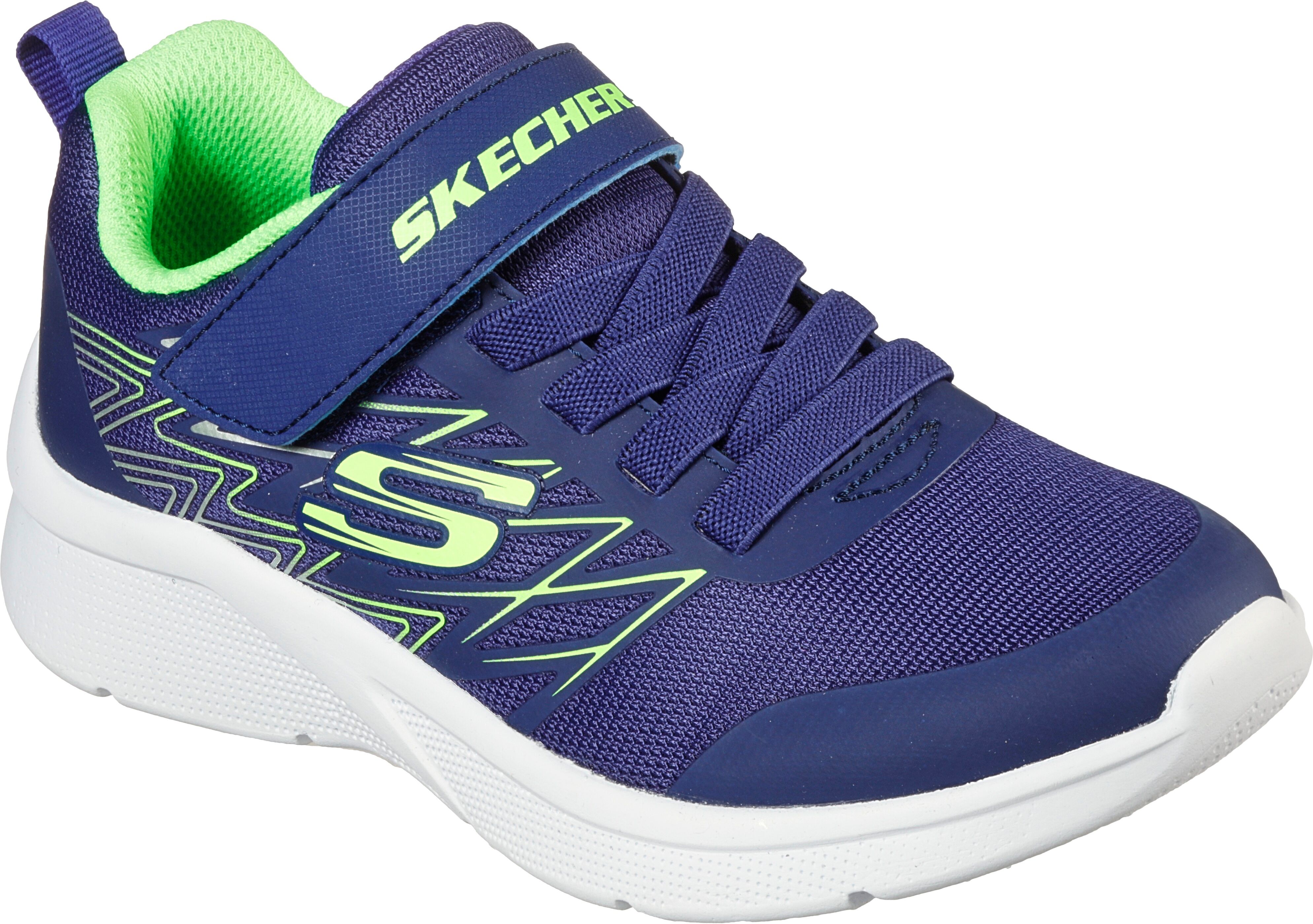 Sneaker SKECHERS "MICROSPEC", Jungen, Gr. 33, Textil, bunt (navy, limette), Synthetik, Textil, Schuhe Sneaker, mit Kontrastbesatz, Freizeitschuh, Halbschuh, Schnürschuh navy, limette 33, Textil