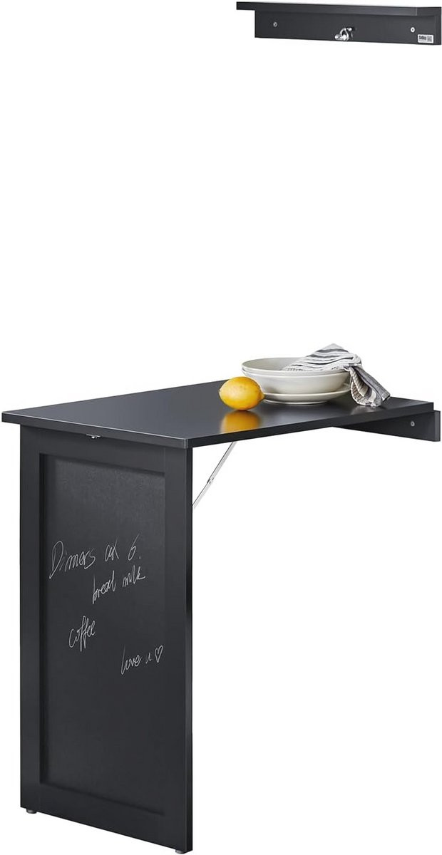 Wandtafel met schoolbord en klapfunctie - Ruimtebesparende eettafel in zwart