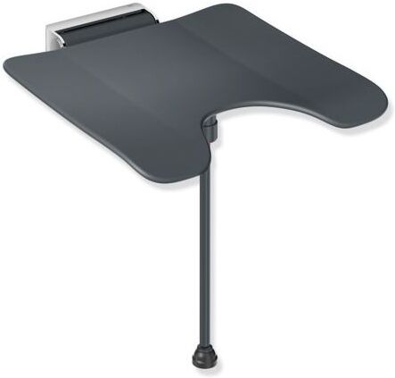 Hewi System 900 Duschklappsitz 900.51.2144092 Edelstahl verchromt, Polyamid anthrazit, mit Schamausschnitt