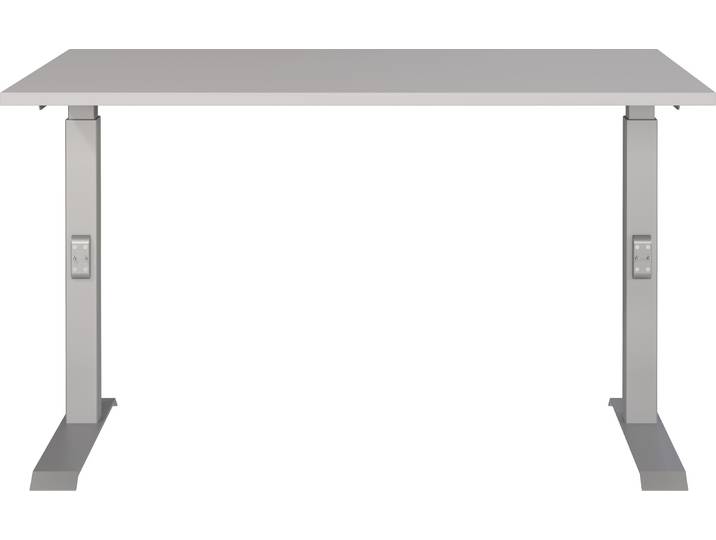 Schreibtisch GERMANIA Downey , grau (kaschmir, silber, silber, kaschmir), B:120cm H:91cm T:80cm, Tische, Schreibtisch, höhenverstellbar von 68-91 cm, verfügbar in verschiedenen Breiten