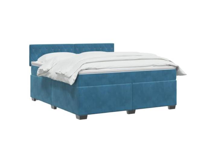vidaXL Boxspringbett mit Matratze Dunkelblau 180 x 200 cm Samt
