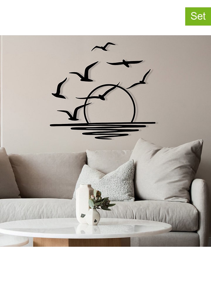 wall addiction 5er-Set: Wanddekoration in Schwarz - onesize