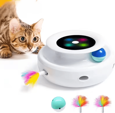 Inspire Curations PounceSpin Smart Cat Toy 2 in 1 Automatic Feather Ball Interactive Pet Toy charge