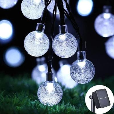 Uplift Essentials Solar Crystal Globe LED String Lights white 30led 6.5m