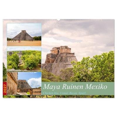 Maya Ruinen Mexiko (Wandkalender 2027 DIN A2 quer), CALVENDO Monatskalender