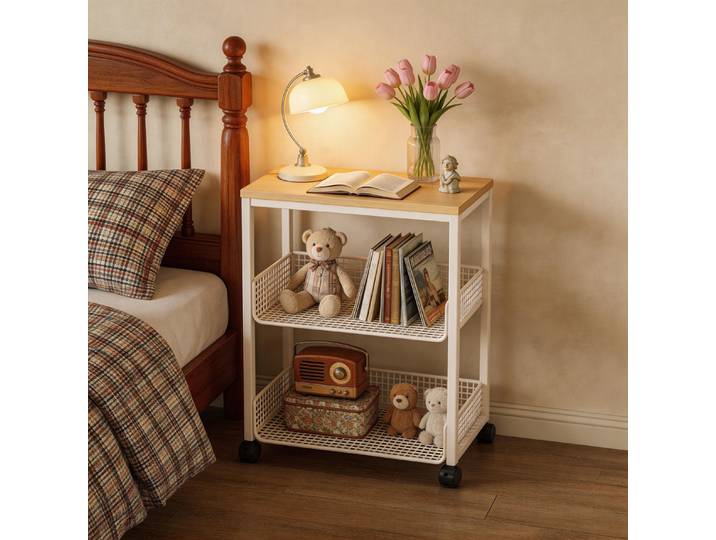 Table de chevet mobile multifonctionnelle avec rangement, petite table de nuit