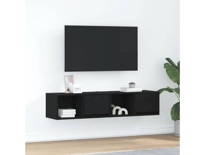 HEFZGDB TV-Schränke 2 STK. Schwarz Eichen-Optik 60x31x25,5 cm Wandschrank Sideboard mit Stauraum für Elektronik und Medien