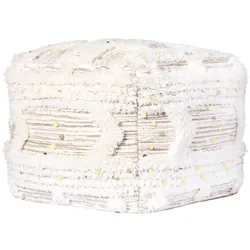 Pouf Bohist Creme, Olivgrün Makramee