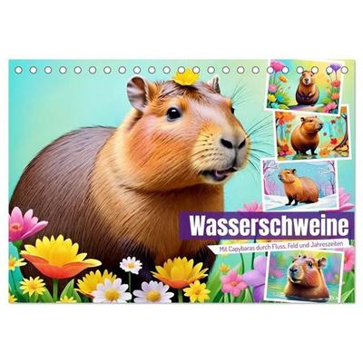 Wasserschweine. Mit Capybaras durch Fluss, Feld und Jahreszeiten (Tischkalender 2027 DIN A5 quer), CALVENDO Monatskalender