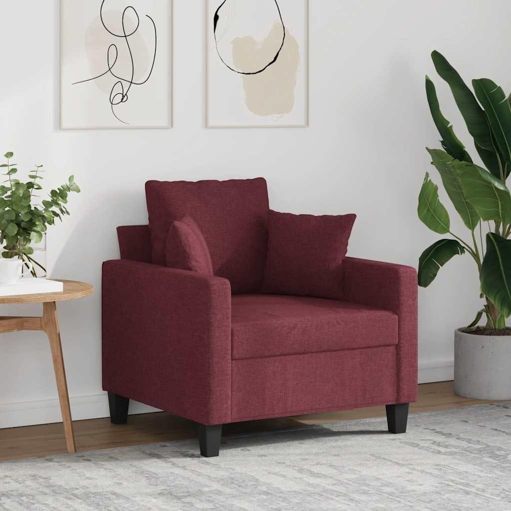 Weinroter Stoff-Sessel mit 60 cm Sitzbreite, Metallgestell und modernem Design für Wohnzimmer, Schlafzimmer oder Büro