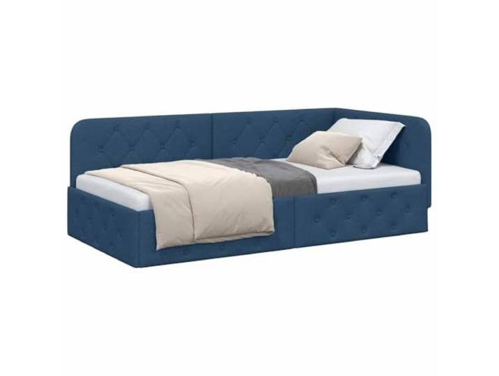 vidaXL Eckbettgestell Blau 90 x 200 cm Stoff Einfach zwischen Sofa und Bett wechseln