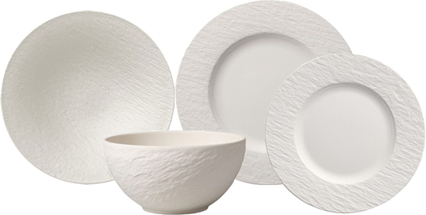 Geschirr-Set VILLEROY & BOCH "Geschirr-Set Manufacture Rock weiß", weiß, 4, Porzellan, Geschirr-Sets, Geschirr-Set, Spülmaschinengeeignet, Mikrowellenfest