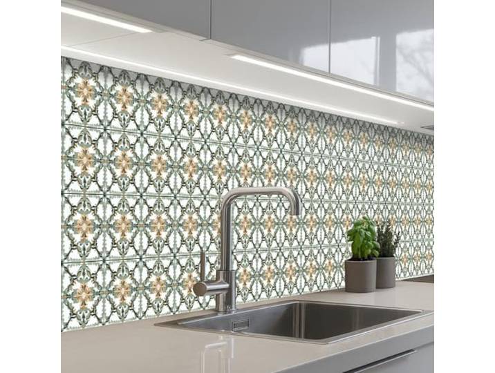 KitchenYeah© Spritzschutz Küchenrückwand Selbstklebend Küche Rückwand 60x500 cm - Küchenwand Wand Küchenfront Verkleidung Küchenspritzschutz Blumig - Verwittert - Farbenfroh